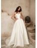 Ivory Satin Keyhole Back Classic Wedding Dress